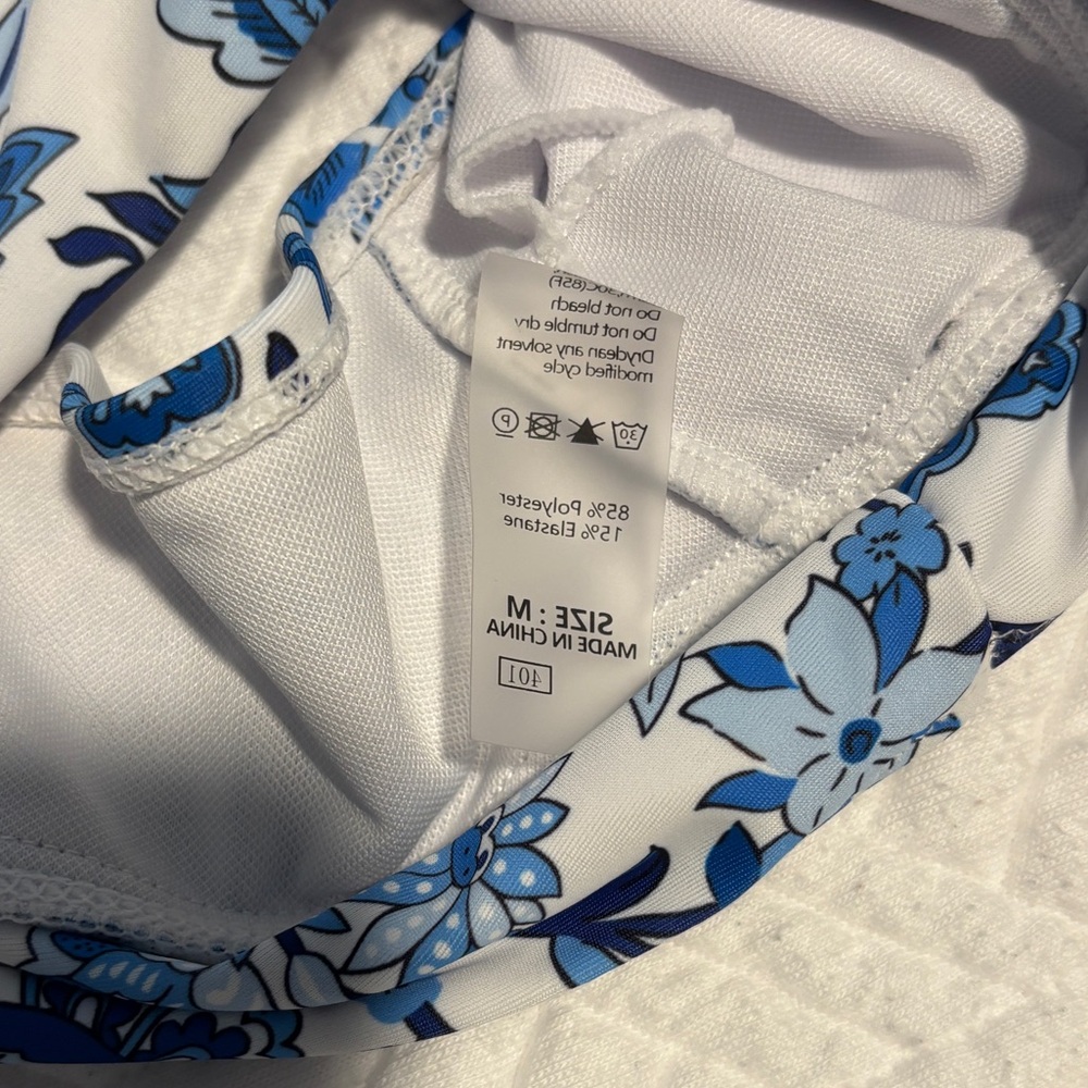 Floral Blue High-Neck Bikini Set - Picture 7 of 8